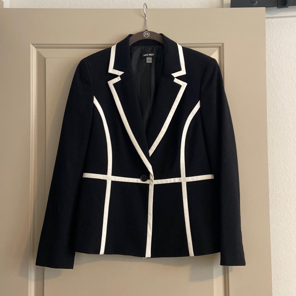 Black blazer with white stripes